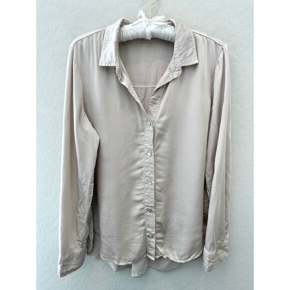 BELLA DAHL | Beige Button Front Blouse 100% EcoVero Rayon Made in USA | Medium - Picture 1 of 7